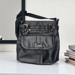 Tyler Rodan Black Faux Leather Crossbody Bag – Adjustable Fabric Strap